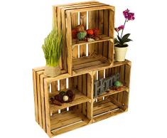 flambierte/geflammte Massive Obstkisten als Regal oder als Klassische Kiste ca 49 x 42 x 31 cm/Apfelkisten Weinkisten aus dem Alten Land (3 x Joanna geflammt Quer)