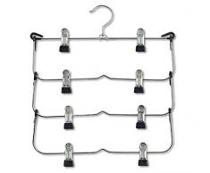 DIVISOR 1X Rock Hosen Kleiderbügel verstellbar platzsparend Multi-Kleiderbügel mit Clip 4-lagig Metall Hosenbügel rutschfest für Freizeithosen Jeans Handtücher Shorts