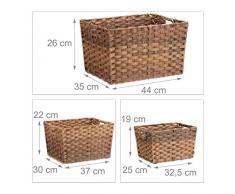 Relaxdays Aufbewahrungskörbe Set groÃ, 3-teilig, geflochtene Boxen, Aufbewahrungsboxen für Regale, Flechtkorb, natur