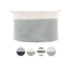 Cotton Coming Große Baumwolle Seil Korb, Wäschekorb Baumwollseilkorb Geflochtene Körbeil, zur Organisation von Wäsche, Decken Baby-Spielzeugen, Kinderzimmer（Color 04,55x35cm
