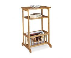 Relaxdays Beistelltisch mit Zeitungsständer, Bambus, Robust, 2 Ablagen, H x B x T: 71,5 x 44,5 x 37 cm, natur