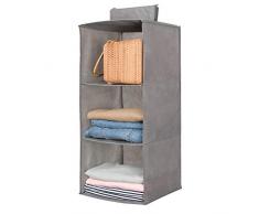 JiatuA Hängeregal, Hängeregal Kleiderschrank 3 Fächer Hängeaufbewahrung klappbar Aufhängen Closet Schrankorganizer Aufbewahrung Schuhregal Aufbewahrungssystem Set, Grau
