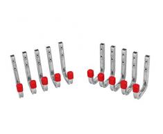 Gedotec Wandhaken Garage Metall-Haken Werkstatt | Schwerlast-Gerätehalter 80 x 120 mm | Befestigungshaken für die Wand-Montage | Tragkraft 45 kg | 10 Stück - Montagehaken-Set für Geräte-Halterung