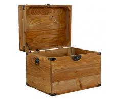 1x Tolle Truhe mit Deckel, aus Holz, mit Metallbeschlägen an den Ecken & Aufdruck, zur Aufbewahrung von Kleinkram, neu, 45x35x35cm