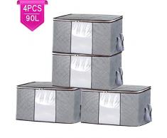 NORTHERN BROTHERS Aufbewahrungstasche Kleideraufbewahrung Unterbett Aufbewahrungsbeutel mit Reißverschluss für Bettdecken Große Bettdecke Aufbewahrungsbeutel 4PCS