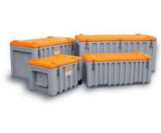 CEMO Universalbox aus Polyethylen - Inhalt 750 l, Traglast 400 kg, grau / orange - Transportbehälter Werkzeugkoffer Ablageboxen Mehrwegboxen Werkzeugboxen Transportboxen Behälter Kunststoff-Behälter Universalbehälter Transportkisten aus Kunststoff