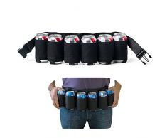 MUCHER Portable Trinker Bier Soda kann Gürtelhalter 6 Getränke für Camping Wandern Outdoor Party. (Schwarz)