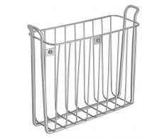 iDesign Classico Zeitschriftenhalter zum Hängen, wandmontierter Zeitungskorb für Bad, Küche etc., Ablage für Zeitungen und Magazine, Metall silber