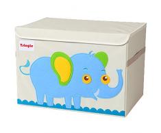 TsingLe Aufbewahrungsbox für Spielzeug mit Deckel, faltbar, zusammenklappbar, für Spielzeug, 36 x 51 x 35,6 cm, 65 l Elefant