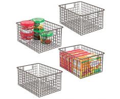 mDesign 4er-Set Allzweckkorb aus Metalldraht – portabler Aufbewahrungskorb für die Küche, Vorratskammer etc. – kompakter und universeller Drahtkorb mit Griffen – bronzefarben