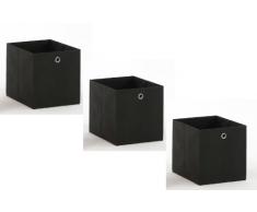 deine-tante-emma 3 - er Set Korb Regalkorb Stoffkorb Einschubkorb Mega SCHWARZ/ANTHRAZIT ca.