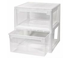 Kreher 2 Stück Schubladenboxen mit Nutzvolumen 23 Liter pro Box. Passend für z.B. Shirts, Hemden, Wäsche, Papier, etc. Maße pro Box: 39,6 x 39 x 21,3 cm