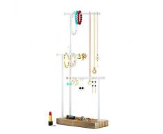 Schmuckständer Schmuckhalter Kettenhalter - 3 Stäbe drehbar (51cm), Holz Schmuckbaum Kettenständer Uhrenständer Schmuckaufbewahrung Ketten, Ohrringen, Ringen, Uhren Armbändern (Braun)