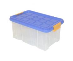 axentia Aufbewahrungsbox mit Deckel, Stapelbox aus Kunststoff 15 Liter, Eurobox transparent, Maße: ca. 40 x 29 x 20,5 cm, Anthrazit, blau oder gelb - Farbe nicht wählbar