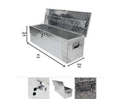 Grafner Aluminium Box 65 Liter aus massivem Riffel-Blech, mit Schloss & 2 Schlüssel und Griffen, 760 x 335 x 255 mm, Transportbox Transportkiste Munitionskiste Werkzeug Alu Kiste