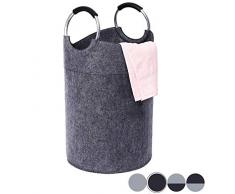 Mangata Wäschekorb kinderzimmer Premium Filz Wäschesammler groß faltbar Korb (Dunkelgrau)