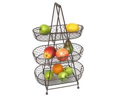 WB wohn trends Etagere aus Metall mit 3 Körben für Obst & Gemüse - Obst-Korb Obst-Schale Shabby Landhaus Vintage