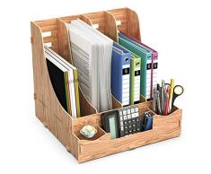 Lesfit Holz Stehsammler, Büro Stehordner Zeitschriftensammler, Katalogsammler, Magazinablage, Prospekte, Briefablage Halter mit Stifteköcher für Schreibtisch, Bürotisch