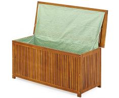 Deuba Auflagenbox 117cm Akazien Holz Innenplane vorgeölt Holztruhe Kissenbox Gartenbox Gartentruhe Truhe Kissen Box