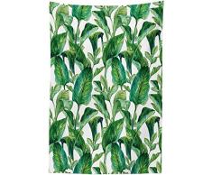 Romance-and-Beauty Blattteppich, romantische Urlaubsinsel hawaiianische Bananenbäume Aquarellbild, Stoffwandbehang Dekor für Schlafzimmer Wohnzimmer Schlafsaal 59 x 59 Inch