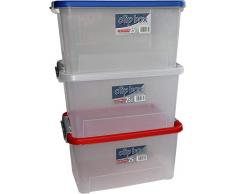 Heidrun 16703 Set Clipboxen 3 Stück Aufbewahrungsboxen, PP, Sonstige, 44 x 32 x 23 cm, 3