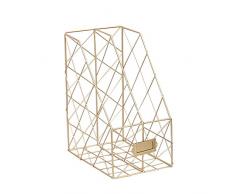 Mesh Double Magazine Rack, Eisen Raster Desktop Book Stehsammler Rack Halter, perfekt für Papier Magazin Dokumente und Bücher Management, gold