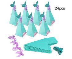 COZY HUT 24 Stück Meerjungfrau-Geschenkboxen, DIY Geschenk dekorative Meerjungfrau Mitbringsel Box, Candy Papiertüten für Kinderparty, Baby Shower, Mermaid Party Supplies (blau+Lila)