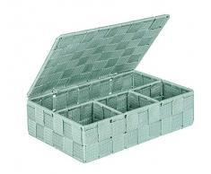 WENKO 22567100 Adria Aufbewahrungskorb mit Deckel Mint Klein - Badkorb, Polypropylen, 26.0 x 17.0 x 7.5 cm