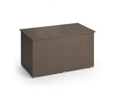 Oskar XXL Polyrattan Kissenbox 950L Auflagenbox Gartenbox Gartentruhe (Braun)