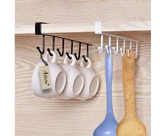 Alliebe 2St Becher Becher Weingläser Lagerung Haken Küchenutensilien Krawatten Gürtel und Schal hängen Haken Rack Halter Unterschrank Schrank ohne Bohren (weiß und schwarz)