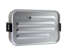 SIGG Metal Box Football, Lunch Box aus Aluminium mit Unterteilung, Grün - 0.9 Liter