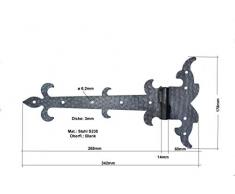 UHRIG ® Ladenband Scharnier Beschlag für Fenster Möbel Küche Truhe Garten Hof Tür Tor usw. aus Eisen antik Mittelalter (Band 34,2cm lang DIN rechts #765re)