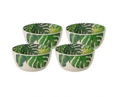 BIOZOYG Bio Bambus Schalen Müslischalen 4er Set Leafs 14 x 7 cm rund 600 ml I Umweltfreundliches Bambus Geschirr Schüssel Bambus Dekoschale Obstschale Holzschale Müslischale Salatschale Holz