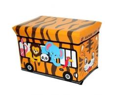 GMMH Hocker Love Bus 40 x 25 x 25 cm Faltbarer Original Spielzeugbox Spielzeugtruhe Spielzeugkiste Aufbewahrungsbox Sitzhocker faltbar (Mehrfarbig)