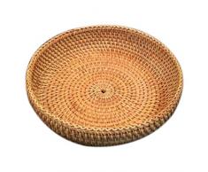 Nrpfell Handgemachte Herbst Rattan Weben Runde Ablage Korb Obst Schale Rattan Brotkorb für KüChe Lebensmittel Picknick Brot Diverse Behaelter