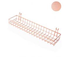 ANZOME Metallkorb für Gitterwand/Gitterplatte, Rotgold, zum Aufhängen, aus Draht, als Regal, als Aufbewahrungsmöglichkeit, zur Dekoration, Größe: 39,9 x 9,9 x 5,1 cm (Korb E)