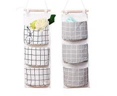 Badezimmer Organizer Hängender, Afufu Hängende Tasche Wand 2 Stück Tür Organizer kinderzimmer aufbewahrung, Wasserdicht Hängeaufbewahrung Bad mit 3 Taschen für Kinderzimmer, Badezimmer, Schlafzimmer