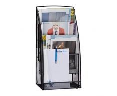 Relaxdays Magazinständer Metall, groß, 4 Fächer, Zeitungsständer, modern, Büro, Wartebereich, HBT 60x30x22 cm, schwarz Magazinhalter Metallgeflecht, 22 x 30 x 60 cm