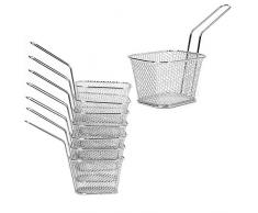 CABINA HOME Pommes Korb 8 Stücke Mini Frittierkorb Edelstahl Frittierkörben Chip Serving Baskets Fryer Chips Körbe zum Servieren von Schrimps Kartoffelchips Zwiebelringe Garnelen Pommes Frites