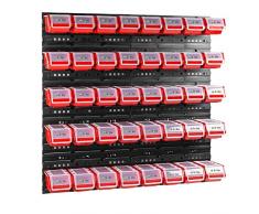 40 stck. Box mit Deckel + Wandregal 80 x 80 cm, Stapelboxen Schüttenregal Sichtlagerkästen Lagersystem