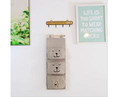 E EBETA Hängende Tasche Aufbewahrungstasche Hängeorganizer Wand Tür Organizer Utensilientasche 3 Fächer (Grau)