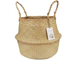 Livecitys Aufbewahrungskorb, Seegras Weaving faltbar Home Storage Eimer Spielzeug Kleinkinder Kleidung Pflanzen Korb