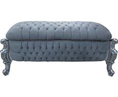 Casa Padrino Barock Sitzbank (Truhe) Grau/Silber - Antik Truhe Truhen Bank - Möbel Barock