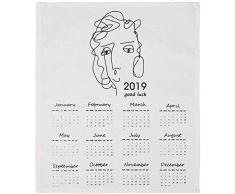 AGWa Kalender Tischkalender Wandkalender Stoffgedruckter Kalender 365Tage Wandkalender 2019 Kalender Jährliches Tagebuch Studienplan Kalender Stoffwandbehang Dekorkalender Tischkalender,Weiß