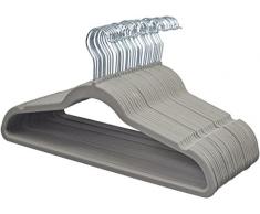 AmazonBasics Kleiderbügel für Anzug / Kostüm, mit Samt überzogen, 30er-Pack, Grau