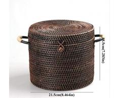 PORCN Rattan-Weidenkorb-Stroh mit Griff für Hauptfrucht-Nahrungsmittelplatte-Brot-Kasten-Picknick-Organisator-runder Platz