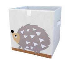 miRio • Aufbewahrungsbox Tier | Spielzeugkiste Kinderzimmer | Kinder Storage/Ordnungsbox/Würfel mit Tiermotiv | klein faltbar & sehr geruchsarm | 33x33x33cm (Igel)