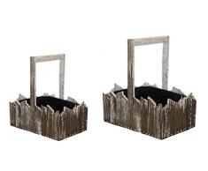 DARO DEKO Holz Pflanz-Gefäß Korb 2 Stück - groß und Klein