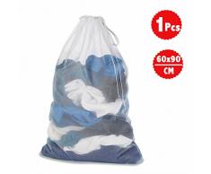 DoGeek Wäschenetz Für Waschmaschine Wäschesack Wäschebeutel für Oberbekleidung, Dessous, Socken, Strumpfhosen, Strümpfe und Baby Kleidung (Größe: 60 x 90 cm für 5 kg Wäsche 2 Stück) (Weiß, 1pcs)