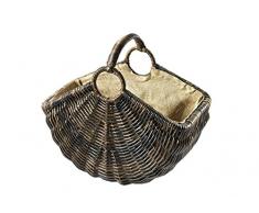 Kaminholzkorb Universalkorb Kaminkorb Rattankorb Holzkorb Holztrage Krabu Rattan mit Leinen